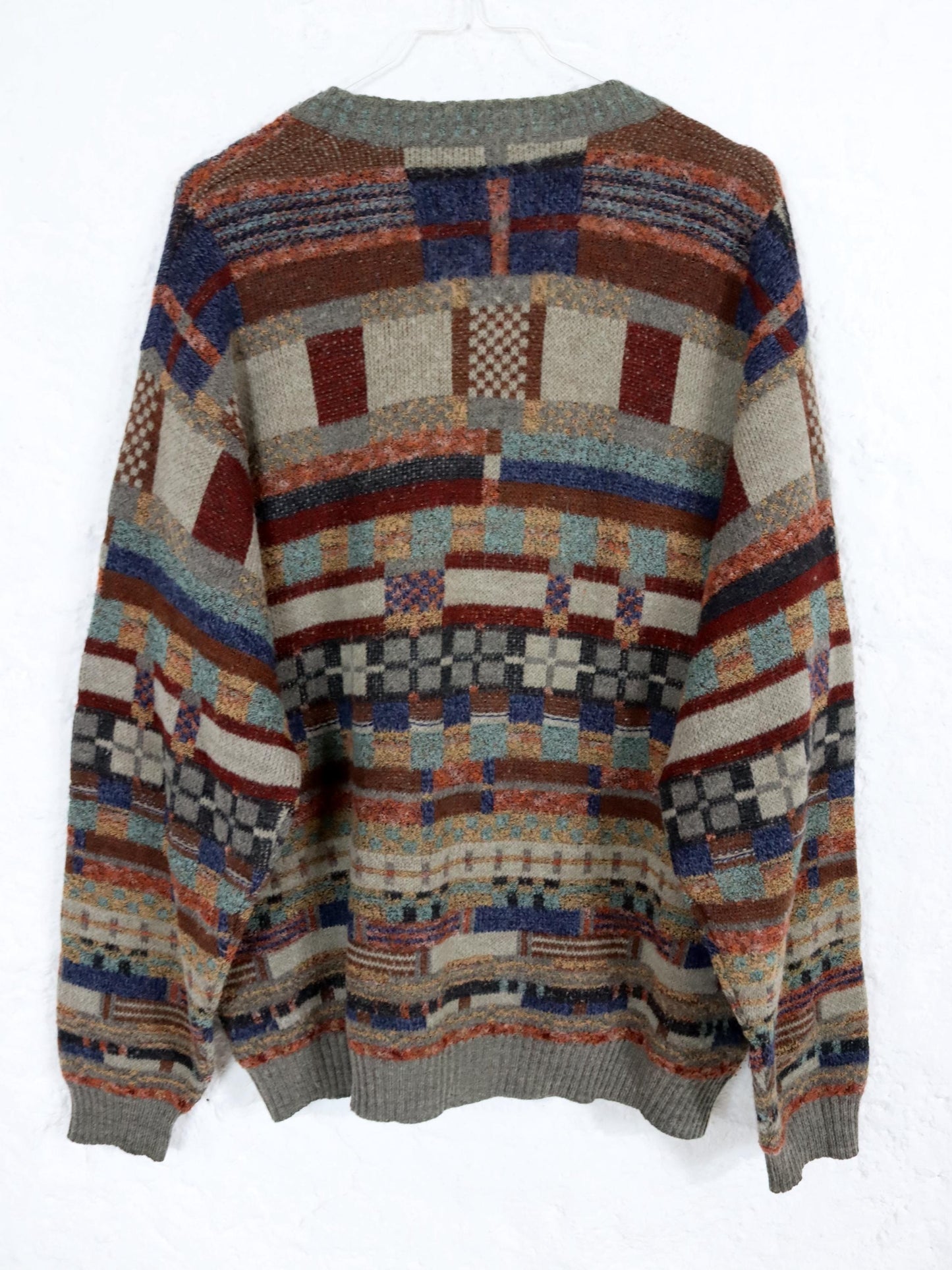 Vintage 80er 90er IL GRANCHIO Cardigan Strickjacke gemustert Mohair Wolle Alpaca XL