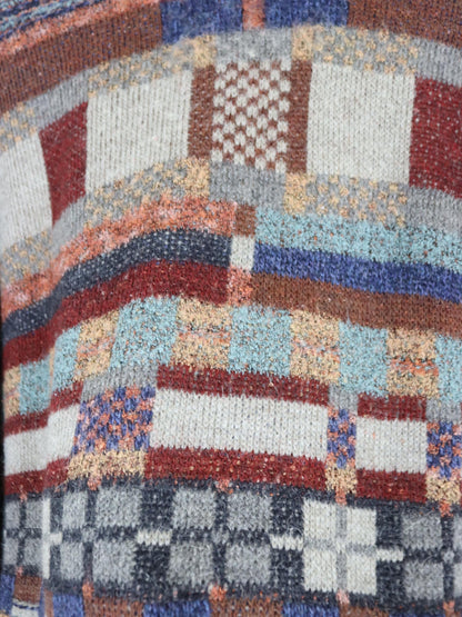 Vintage 80er 90er IL GRANCHIO Cardigan Strickjacke gemustert Mohair Wolle Alpaca XL