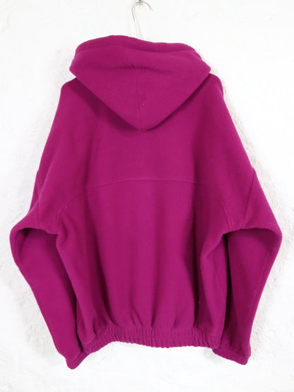 Vintage 80er 90er TRENDY Fleecepullover Hoodie pink Stickerei XL