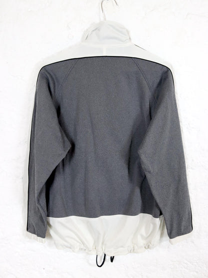 Vintage 80s 90s ASICS tracksuit jacket stand-up collar grey white XS