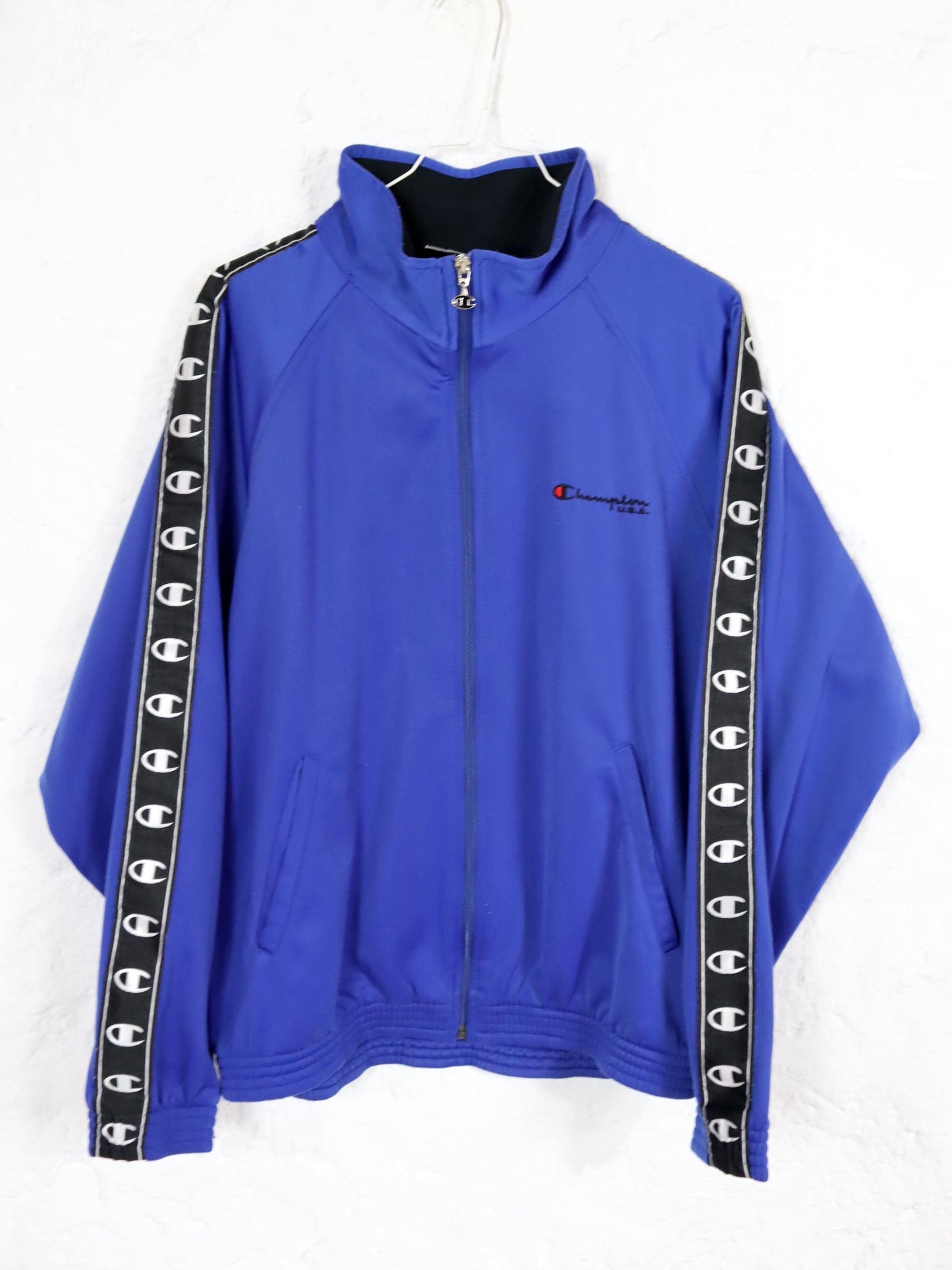 Vintage 80s 90s CHAMPION tracksuit jacket stand-up collar blue S