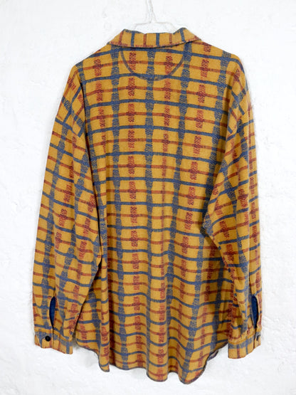 Vintage 80s 90s REPLAY shirt long sleeve checked yellow zipper XL