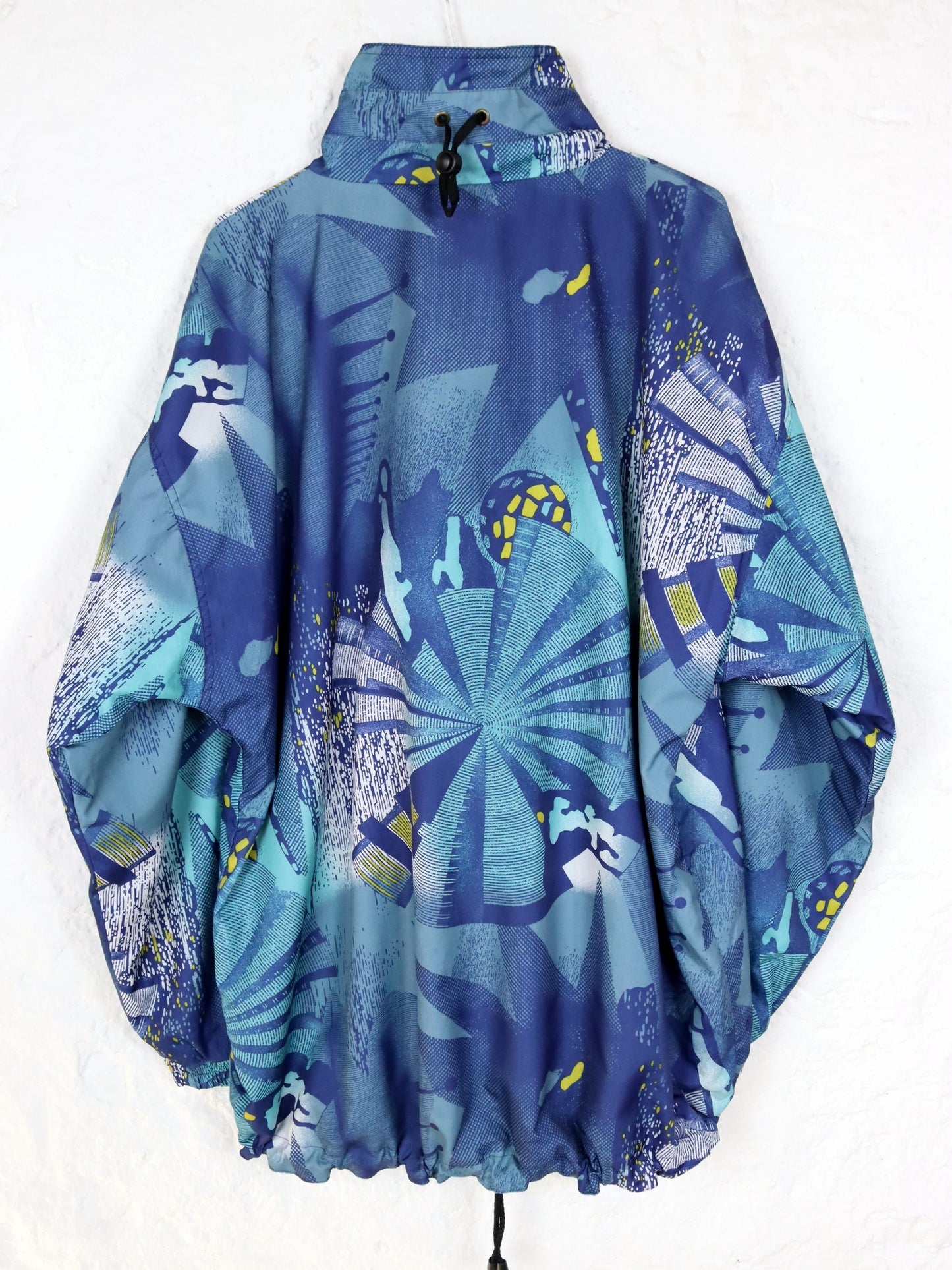 Vintage 80s 90s ODLO windbreaker jacket crazy pattern blue double layer L