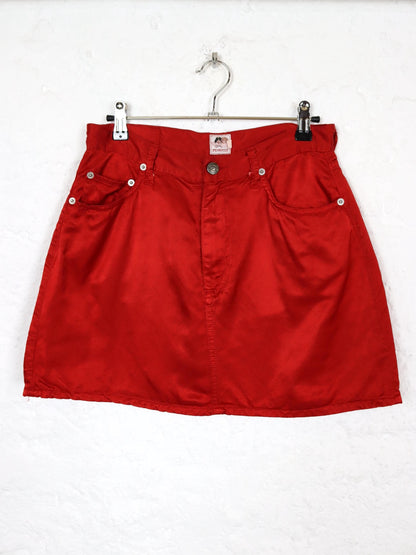 Vintage 80s 90s FIORUCCI satin skirt mini skirt shiny red S