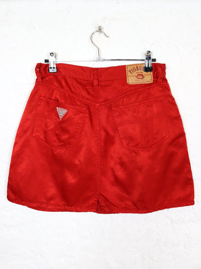 Vintage 80s 90s FIORUCCI satin skirt mini skirt shiny red S
