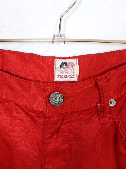 Vintage 80s 90s FIORUCCI satin skirt mini skirt shiny red S