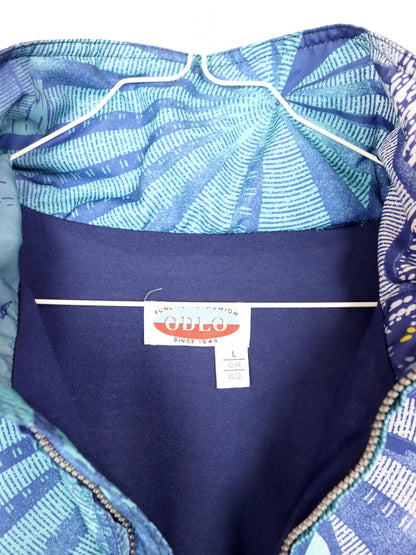 Vintage 80s 90s ODLO windbreaker jacket crazy pattern blue double layer L
