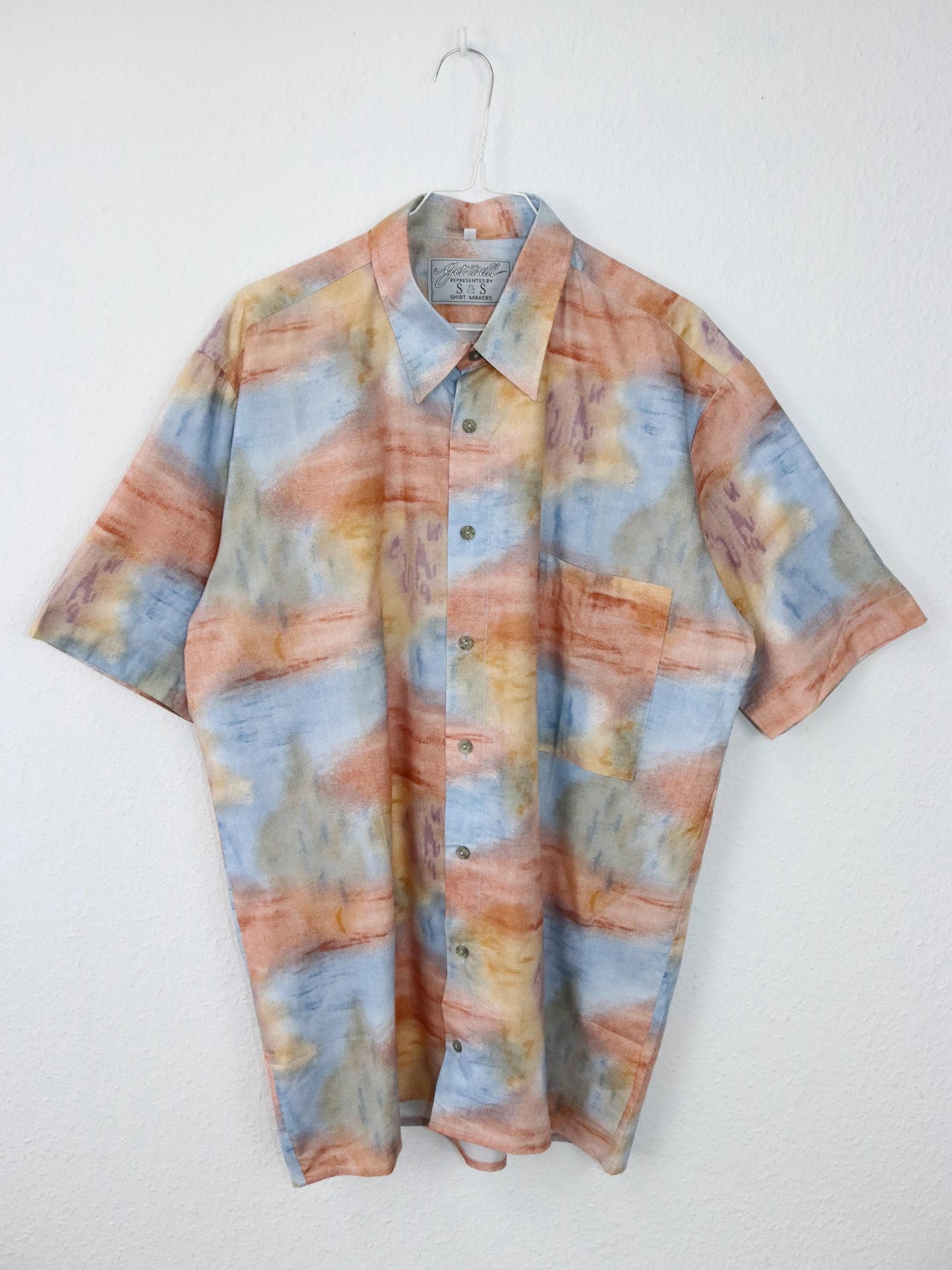Vintage 80s 90s GET IT ALL shirt short sleeve crazy pattern colorful L
