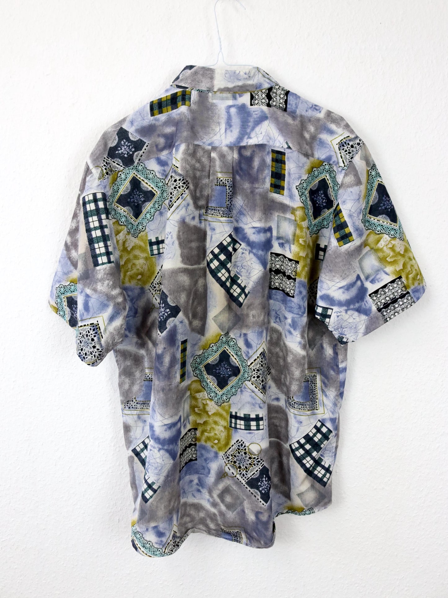 Vintage 80s 90s JFH shirt short sleeve crazy pattern colorful L