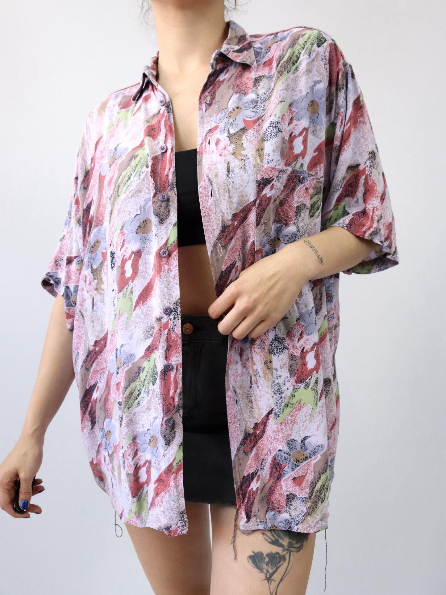 Vintage 80s 90s AB FLYING shirt short sleeve crazy pattern L
