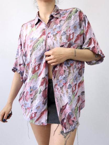Vintage 80s 90s AB FLYING shirt short sleeve crazy pattern L