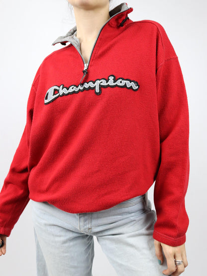 Vintage 80er 90er CHAMPION Sweatshirt Pullover grau rot M