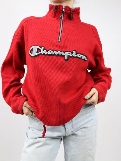 Vintage 80er 90er CHAMPION Sweatshirt Pullover grau rot M