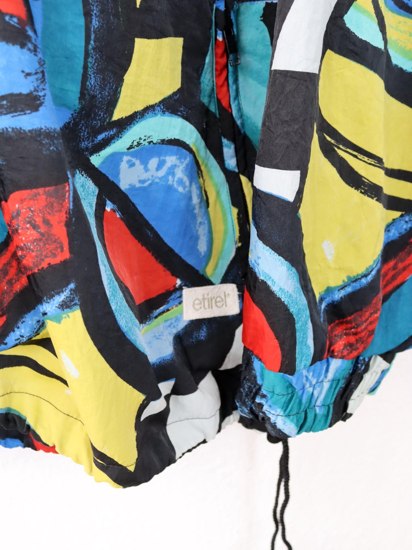 Vintage 80s 90s ETIREL windbreaker jacket crazy pattern colorful stand-up collar XXL