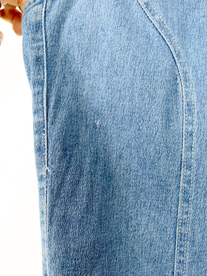 Vintage 80s 90s SQUAW denim dress halter neck zipper S