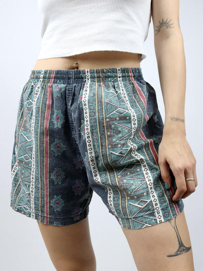 Vintage 80er 90er CLUBT Shorts Badeshorts crazy pattern L