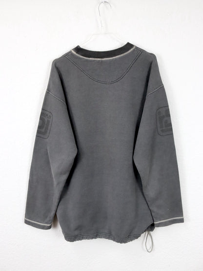 Vintage 80er 90er REPLAY Sweatshirt Pullover dunkelgrau gelb M