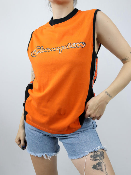 Vintage 80s 90s CHAMPION tank top orange black S