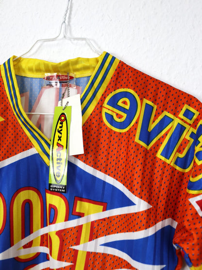Vintage 80er 90er ONYX Trikot Top bauchfrei kurzarm print bunt Deadstock XS/S