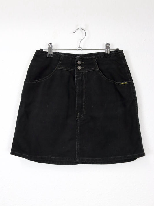 Vintage 80s 90s DIESEL denim skirt miniskirt black 36