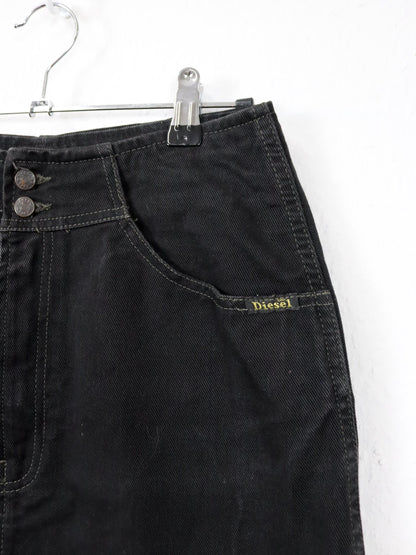 Vintage 80s 90s DIESEL denim skirt miniskirt black 36