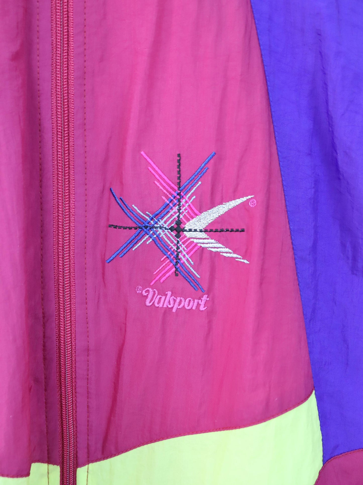 Vintage 80s 90s VALSPORT tracksuit jacket stand-up collar red yellow purple S