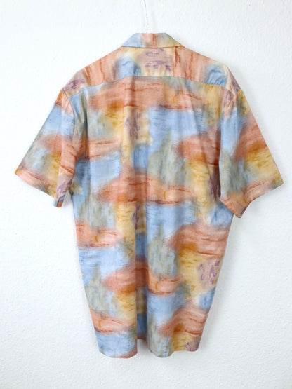 Vintage 80s 90s GET IT ALL shirt short sleeve crazy pattern colorful L