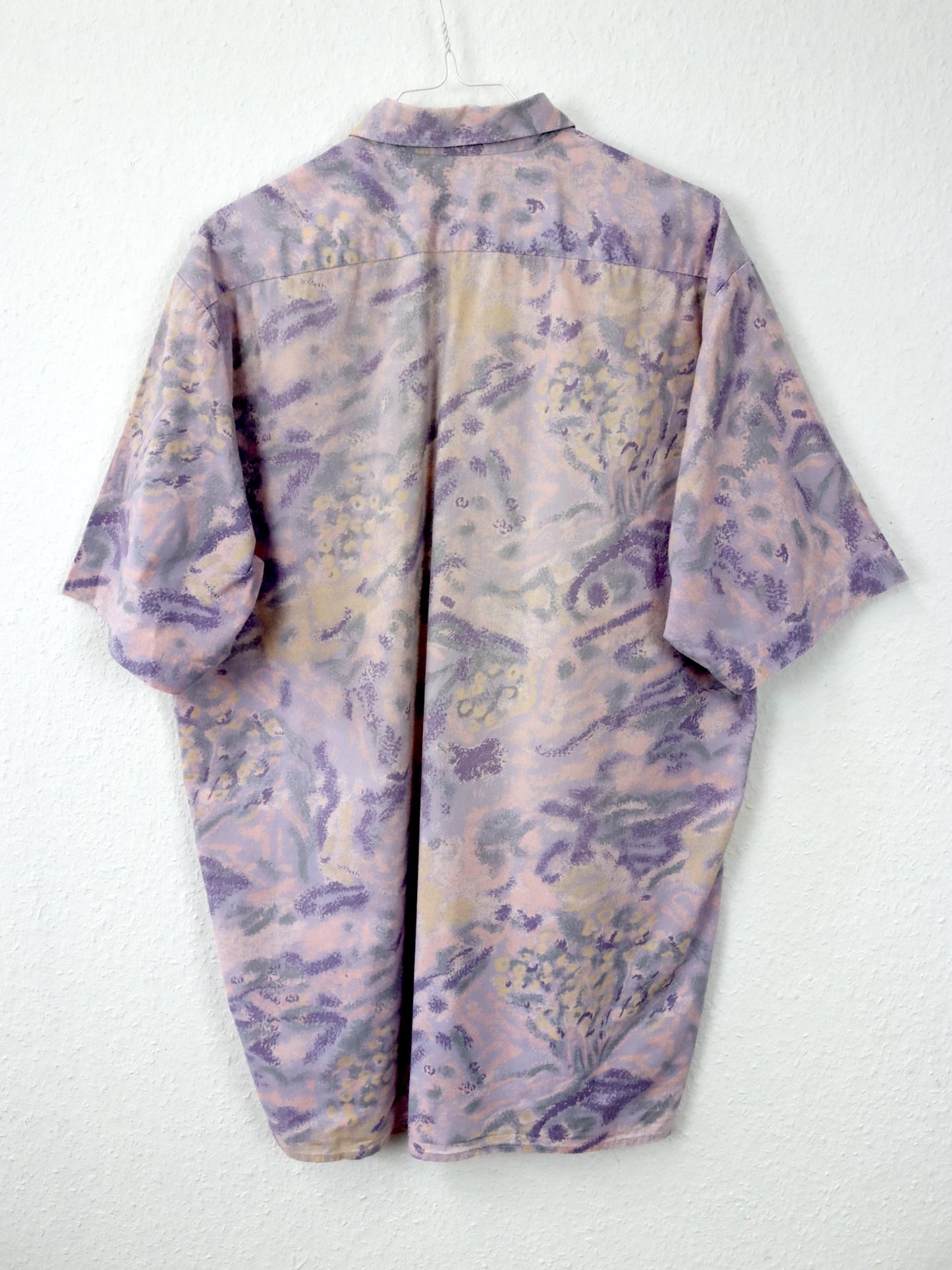 Vintage 80s 90s C&amp;A shirt short sleeve crazy pattern purple lilac L