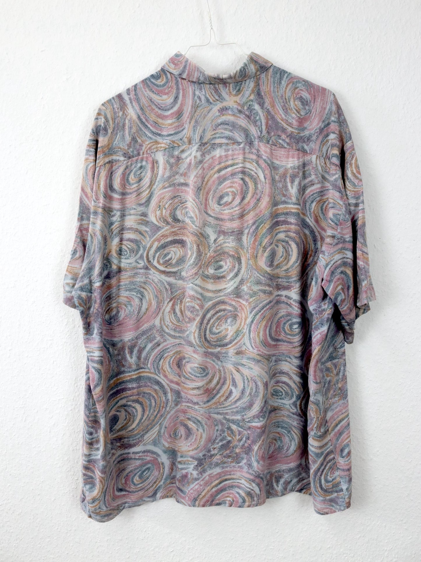 Vintage 80s 90s shirt short sleeve crazy pattern pastel L