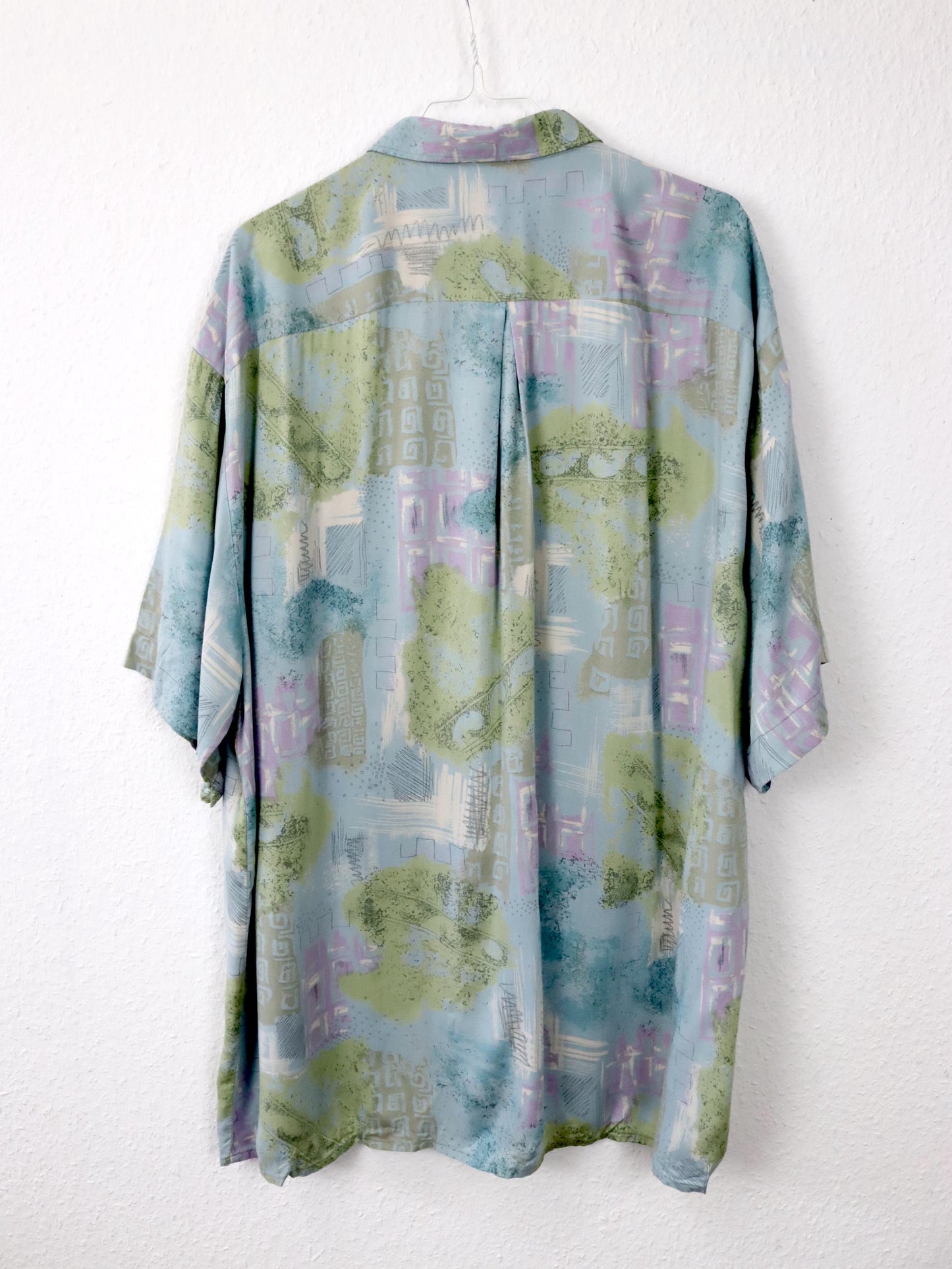 Vintage 80er 90er JUPITER Hemd kurzarm crazy pattern blau XXL