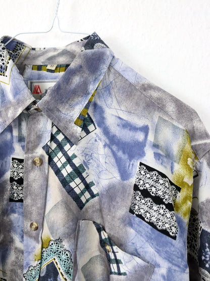 Vintage 80s 90s JFH shirt short sleeve crazy pattern colorful L