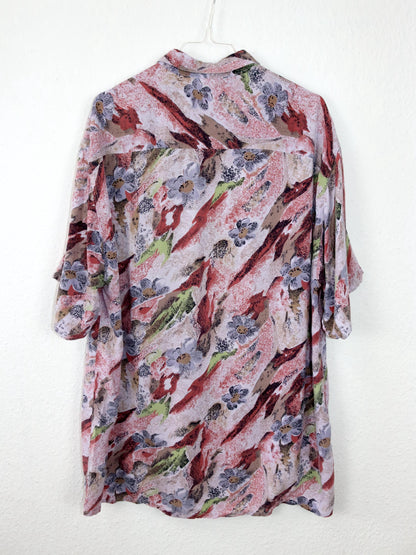 Vintage 80s 90s AB FLYING shirt short sleeve crazy pattern L