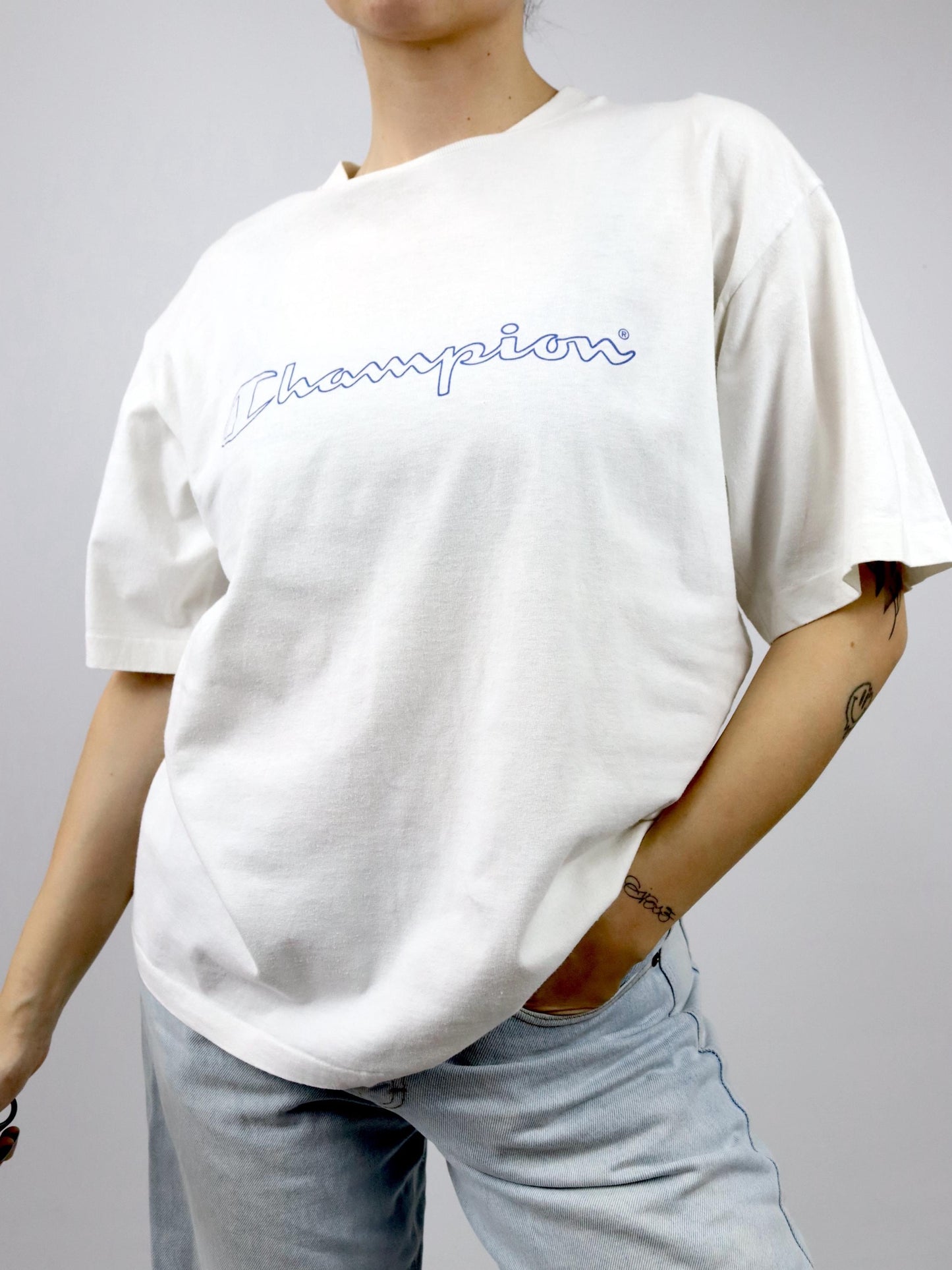 Vintage 80s 90s CHAMPION T-Shirt short sleeve white M