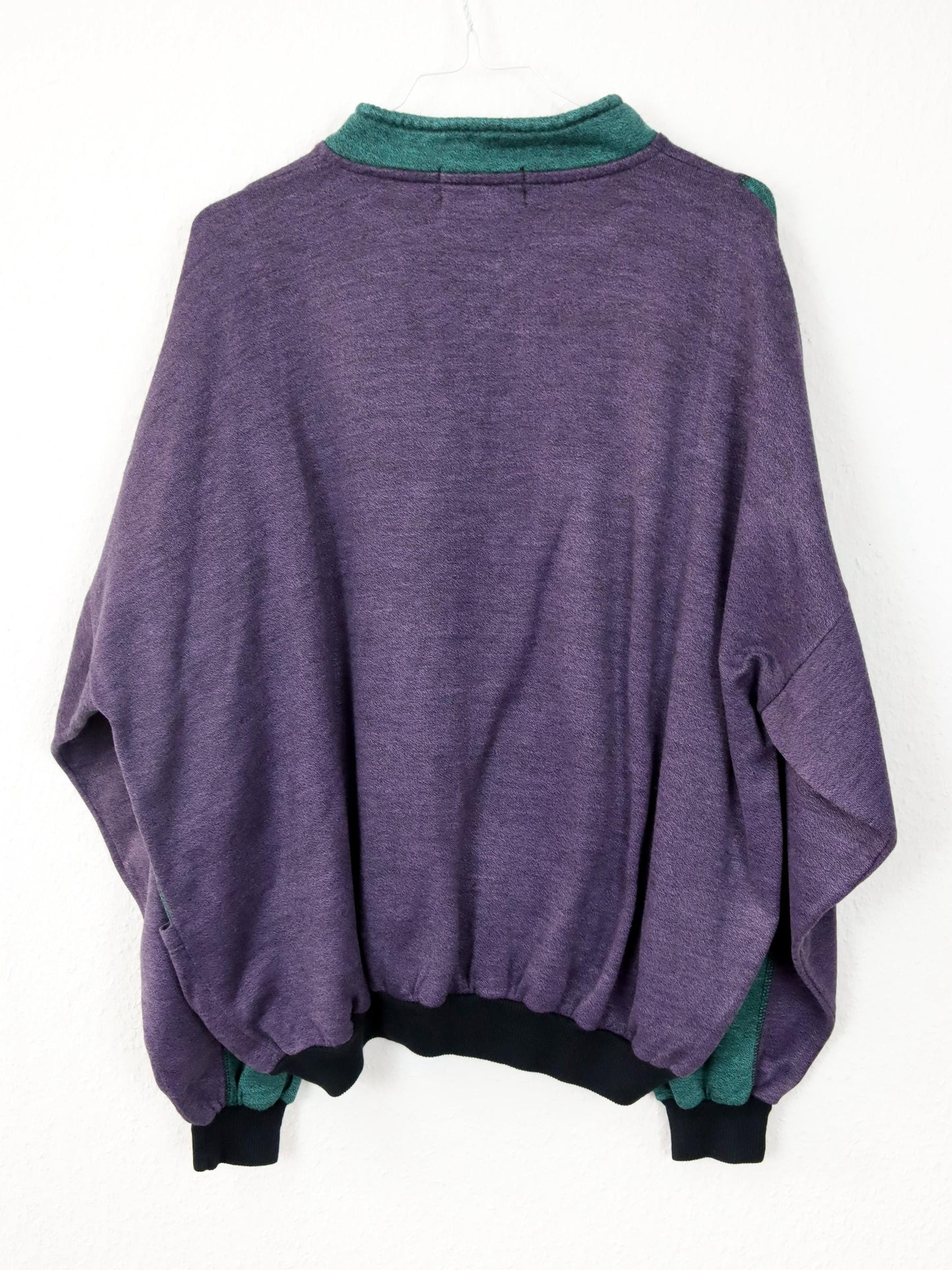 Vintage 80er 90er LODITEX Sweatshirt dünn Knopfreihe lila grün XL