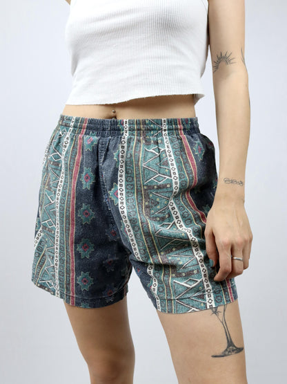 Vintage 80er 90er CLUBT Shorts Badeshorts crazy pattern L