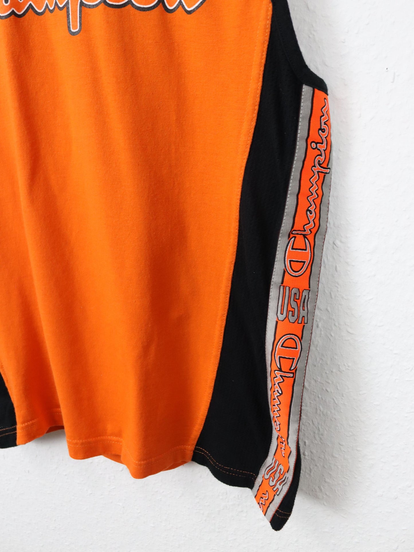 Vintage 80er 90er CHAMPION Tanktop Achselshirt orange schwarz S