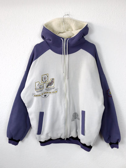 Vintage 80s 90s Rare ADIDAS TAKE OFF Equipment Jacket lightly lined white purple print D7 L