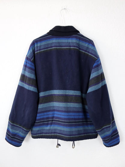 Vintage 80s 90s MOXIE Casuals wool jacket lined checked blue L