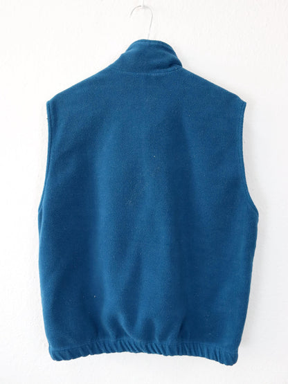 Vintage 80s 90s ASICS fleece vest blue vest zip stand-up collar S