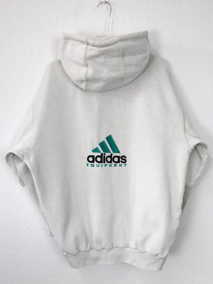 Vintage 80er 90er ADIDAS Equipment Sweatjacke Zipper Hoodie hellgrau D7 L