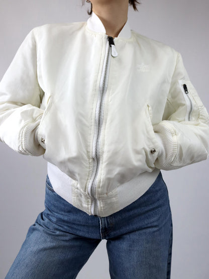 Vintage 80s 90s ALPHA INDUSTRIES bomber jacket lightly lined white Made in USA S