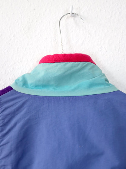 Vintage 80er 90er RUKKA Fleecepullover Pullover Stehkragen Lila pink blau XL