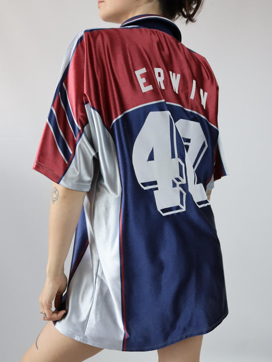 Vintage 80s 90s JAKO jersey shirt short sleeve shiny metallic XL