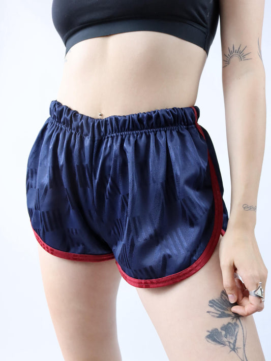 Vintage 80s 90s shorts short pants running shorts shiny dark blue red M/L