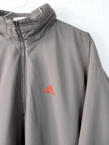 Vintage 80s 90s ADIDAS windbreaker jacket stand-up collar grey orange D6 M/L