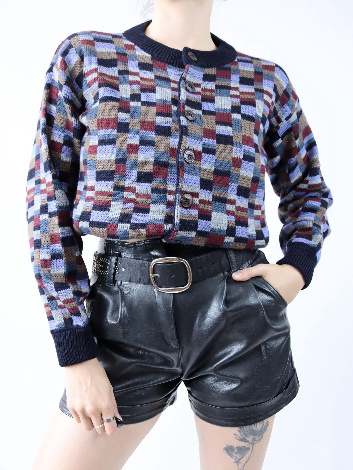 Vintage 80er 90er JAZZOR Cardigan Strickjacke Wollcardigan Muster M