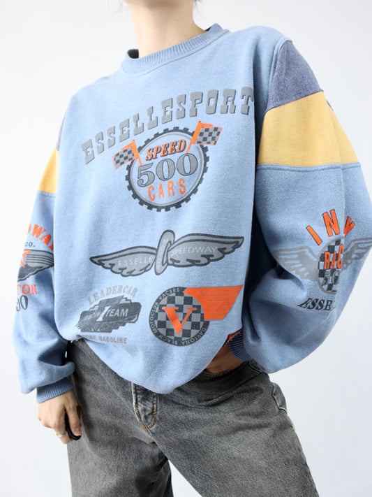 Vintage 80er 90er ESSELLE Sweatshirt Pullover Print Dayton 500 XL
