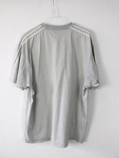 Vintage 80s 90s ADIDAS T-Shirt short sleeve embroidery grey blue D6 M