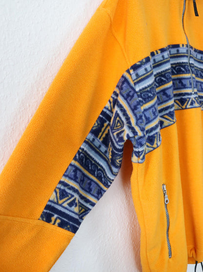 Vintage 80er 90er SALEWA Polarlite Fleecepullover Stehkragen orange blau XL