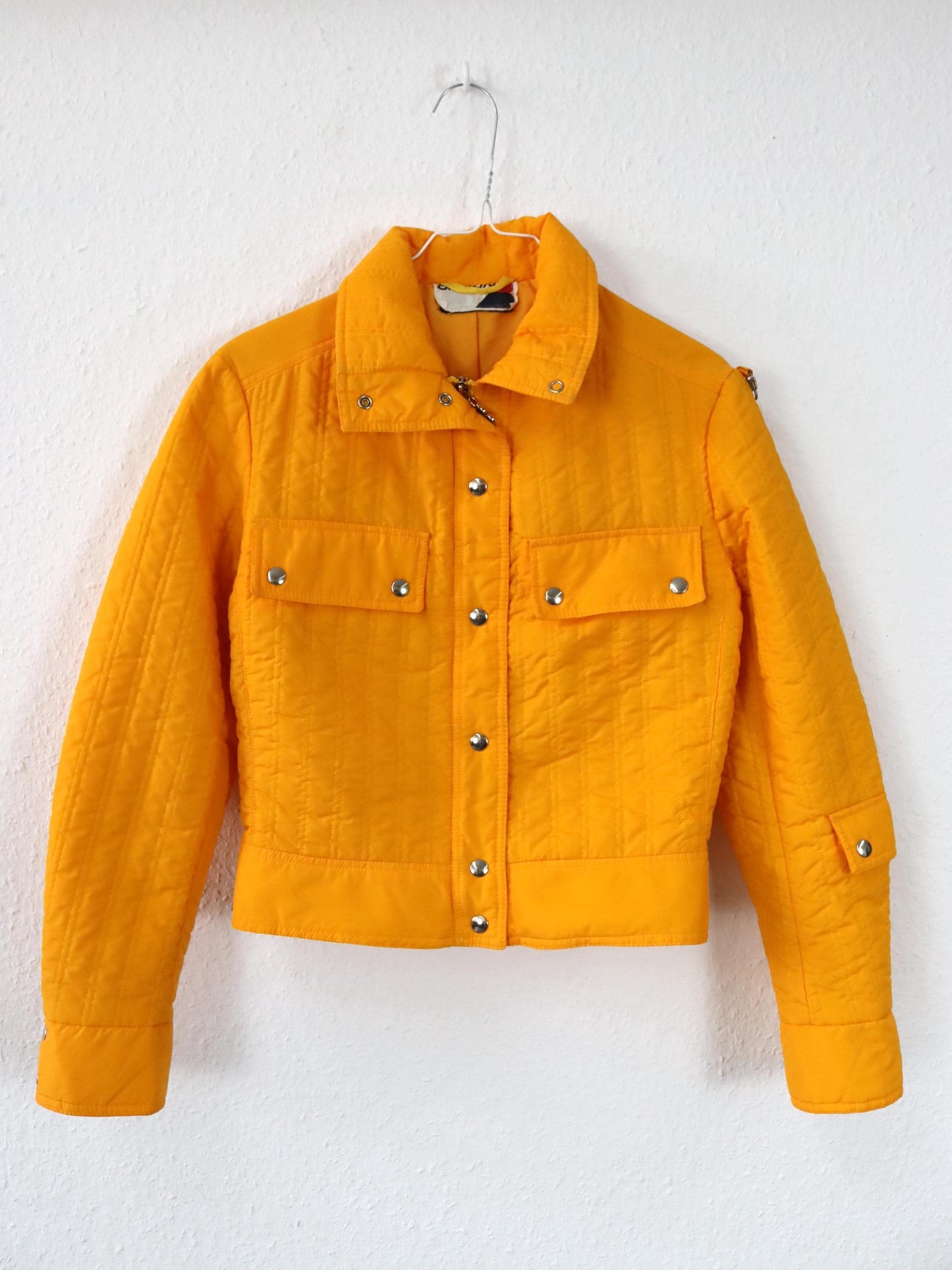 Vintage 80er 90er BRAUN Steppjacke Sport Jacke orange gesteppt dünn S